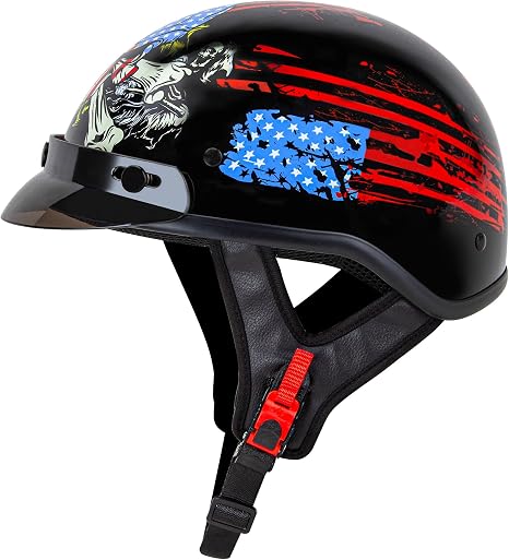 CARTMAN Half Helmet X-Large, DOT Approved Flag Skull Graphics for Adult - skull helmet