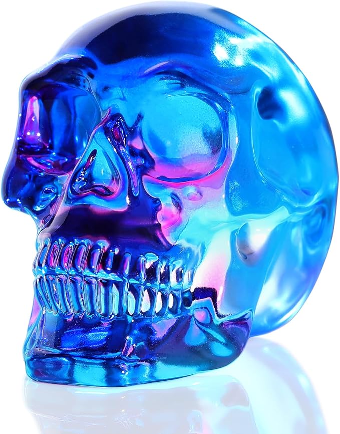 Ornalrist Crystal Blue-Purple Skull Figurine, Skull Lovers - skull figurine