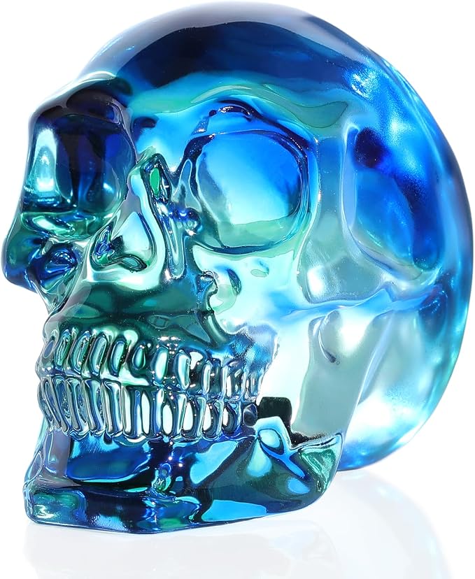 Ornalrist Crystal Green Skull Figurine, for Men Women - skull figurine