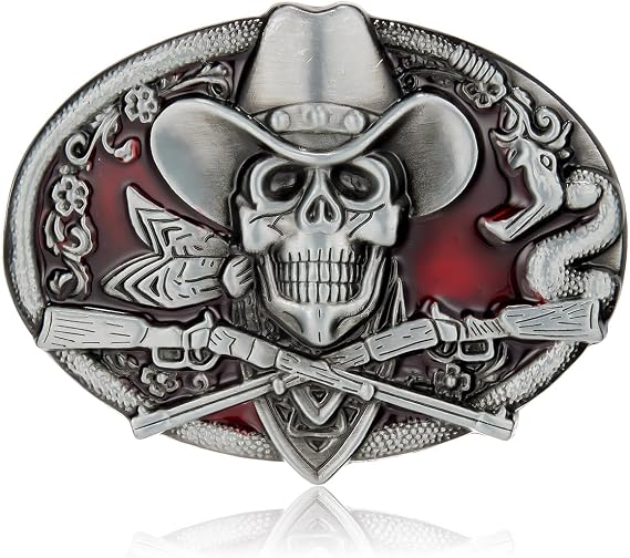 Ghost Skeleton Skull Belt Buckle for Men American Native Western Cowboy Belt Buckle - skull wallet