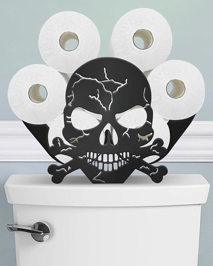 Skull Toilet Paper Holder Stand, Decorative Toilet Paper Storage - skull toilet paper