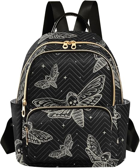 Gothic Skull Butterfly Moth Mini Backpack Fashion Purse for Women,M - skull backpack