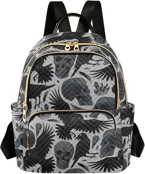 Women Mini Backpack Gothic Crows Skulls Gothic Fashion Purse,S - sugar skull handbags for sale