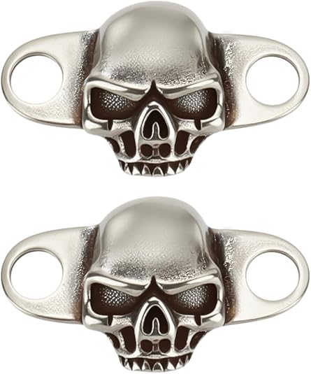 FINGERINSPIRE 2 Pcs Skull Shoe Lace Charms Antique Shoelace Buckle Detachable Fashion Brass Skeleton Shoelaces Decorations Jewelry Shoelace Charm for Sneakers, Boots, Casual Shoes Accessory