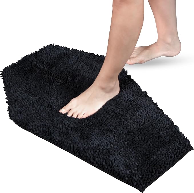Chenille Coffin Bath Mat – 32×20 Inch Coffin Rug, Soft, Thick, Water Absorbent, Machine Washable with Non-Slip PVC Backing – Spooktacular Gothic Bathroom Mat