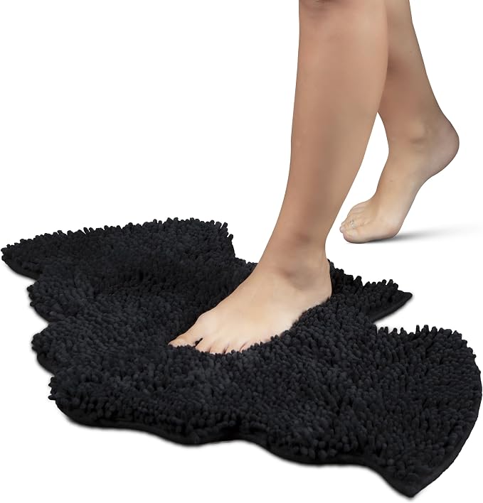MANNY'S MYSTERIOUS ODDITIES Chenille Bat Bath Mat, 32x20 Inch - skull toilet mat