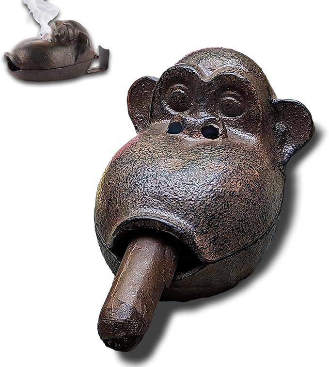 Cigar Ashtrays, Monkey Ashtrays for Smokers,Ashtrays for Patio Indoor Home Decor Garden Cast Iron,Cigar accessories for Men,Cigar Gifts for Men Unique - skull ashtray