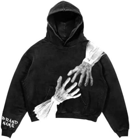 Y2K Hoodie Gothic Casual Printed Skull Fashion Men's Harajuku Long Sleeve Hoodie - skull hoodie