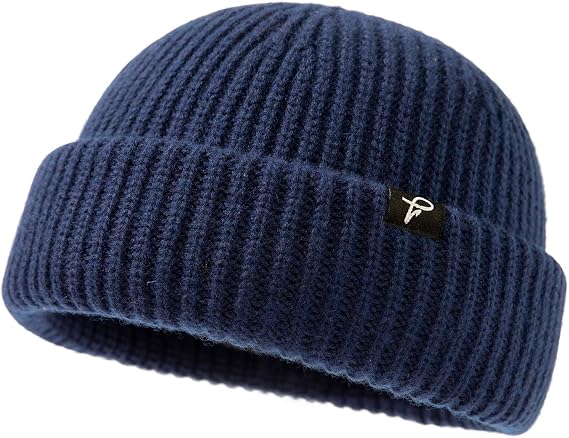 Comhats Oversize L/XL/XXL Merino Wool Blend Short Fisheman Beanie Lightweight Warm Hat for Cold Weather Winter - skull watch