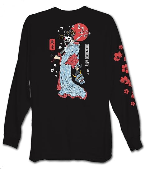 Riot Society Men's Long Sleeve Graphic and Embroidered Fashion T-Shirt - skull tshirt