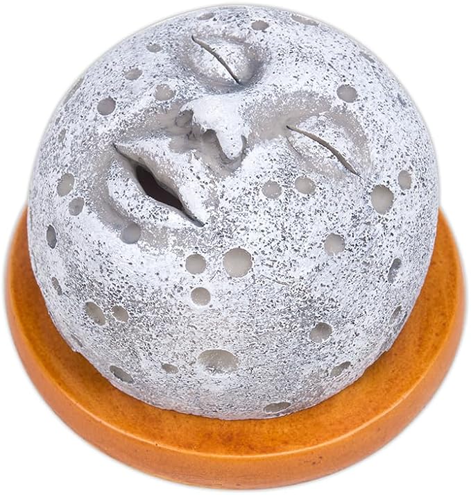 ZORZA 1Pcs Cute Moon Incense Burner Unique Moon Face Incense Holder Cone Coil Incense Burner Funny Home Decor and Aromatherapy Waterfall Effect for Meditation Relaxation - skull incense burner