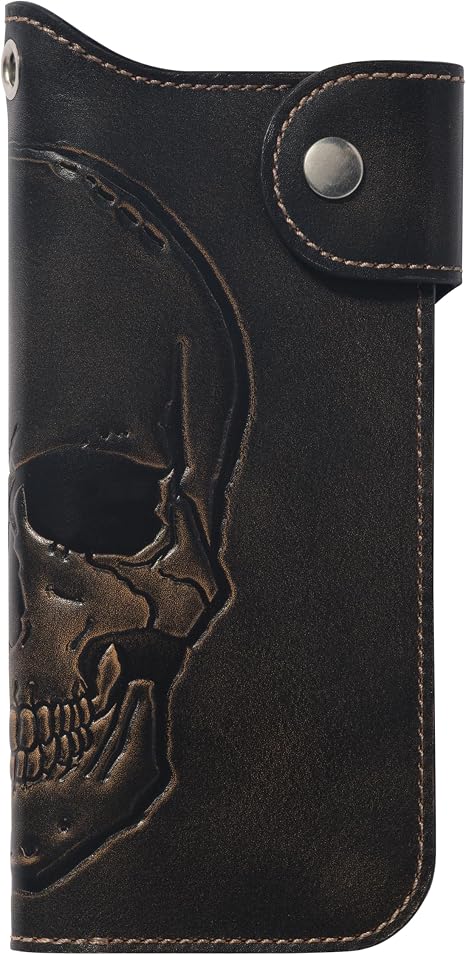 House of Jack Co. Skull Snap Long Bifold Wallet, Add Your Own Chain Wallet - skull wallet