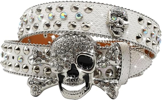 Rhinestone Studded Skull Belt for Men Women Punk BB Belt Y2k