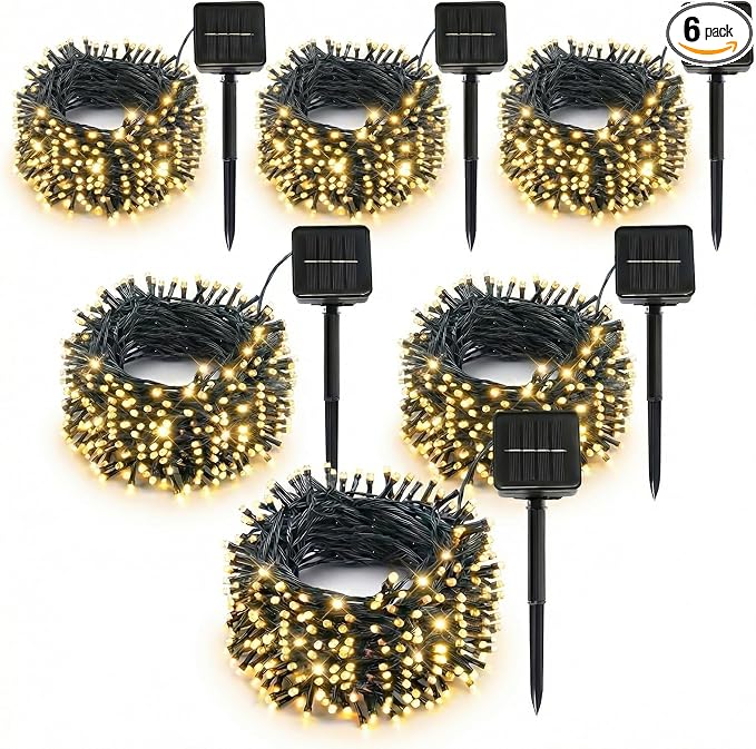 SyouHome Solar String Lights Outdoor, 6 Pack 600 LED Solar Christmas Lights - string light