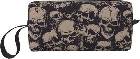 Scary Skull Horror Vintage Makeup Bag Organizer Small Cosmetic Bags Portable Travel Toiletry Bag With Handle Simple Accessories Storage Zipper Pouch For Women Girl - sugar skull handbags for sale