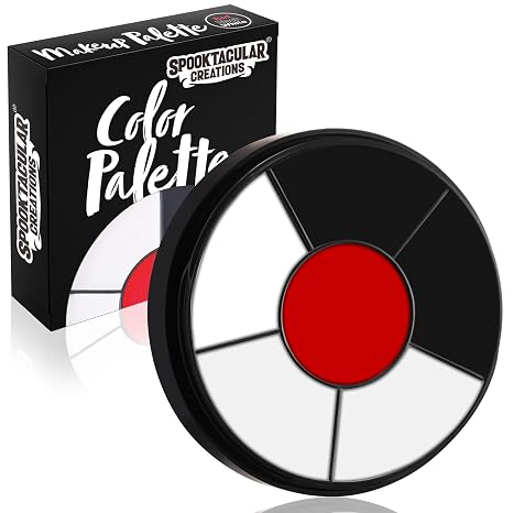 Spooktacular Creations Halloween Makeup Palette 3 Colors, Face Body Paint Makeup Wheel Waterproof Zombie Skeleton Cosplay Face Painting for Adult(0.35 Oz,White Black Red ) - sugar skull makeup
