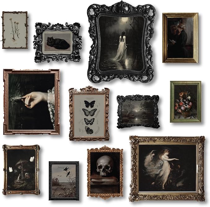 Dark Academia Wall Art Unframed, 12pcs Gothic Prints for Wall Decor - skull wall art