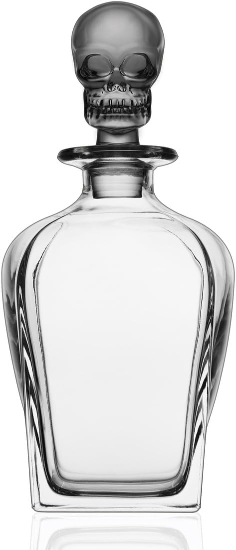 Godinger Whiskey & Wine Decanter, Skull Decanter, for Vodka, Bourbon and Beer, 26 oz, Unique Liquor Bottle with Intricate Skull Design – Whiskey Gifts