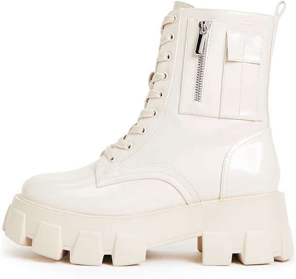 JustFab Womens Combat Boots Fall Boots Lace-up Combat Boots Ankle Booties Platform Shoes for Women - Reverie - sugar skull costume