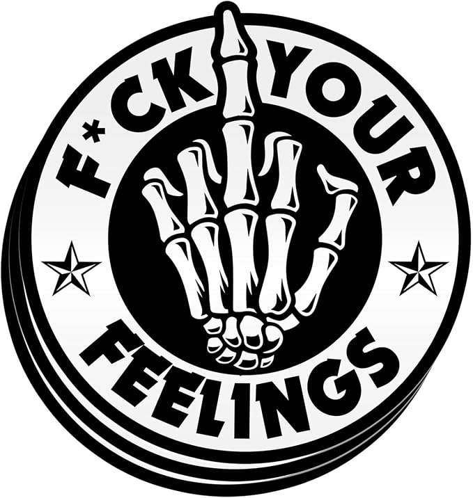 (3PCS) F*ck Your Feelings Sticker Funny Skull Skeleton Hand Middle Finger Sticker Trendy Sarcastic Die-Cut Waterproof Vinyl Sticker for Water Bottle Phone Case Laptop Car Helmet Decal Gift (3 inches) - skull sticker
