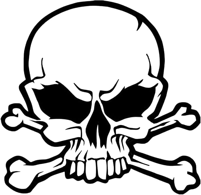Skeleton Head Crossbones Skull Head Vinyl Decal Die Cut Sticker 5”