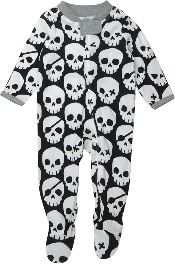 HonestBaby unisex-baby Celebration Sleep & Play Footed One-piece Pajama Sleeper 100% Organic Cotton - skull pajamas