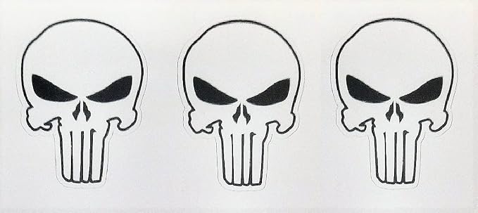 3 pcs White Skull Sticker – 4 Inch Skeleton Decal for Hard Hat, Toolbox, Motorcycle, Laptop, Helmet – Skull Stickers, and Decals - skull sticker