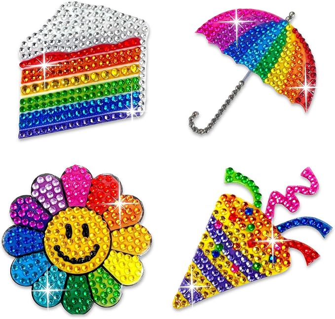 StickerBeans® Rhinestone Stickers - Happiness Sticker Pack, 2” x 2” Each Unique Sparkly Cut-to-Shape for Collecting, Trading, Decorating Laptops, Phone Cases, Scrapbooks - skull sticker