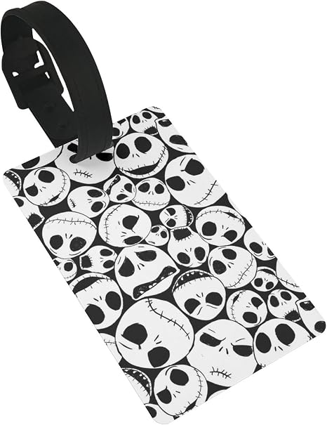 Halloween Skull Luggage Tag for Suitcase, Travel Baggage Bag Tags Backpack Name ID Identifier Labels for Women Men Kids (1 Pack) - skull suitcase