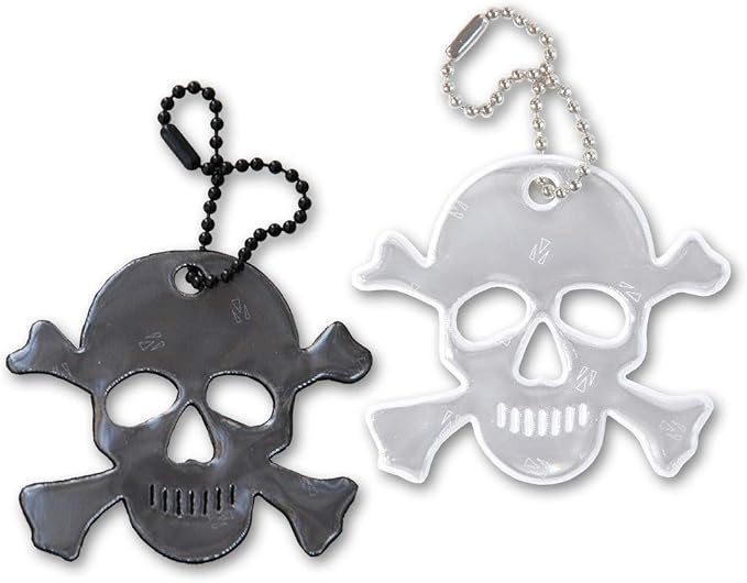 Safety Reflectors - Halloween - Ultra Bright and Stylish Reflective Gear for Halloween Safety - Made in USA - skull sticker