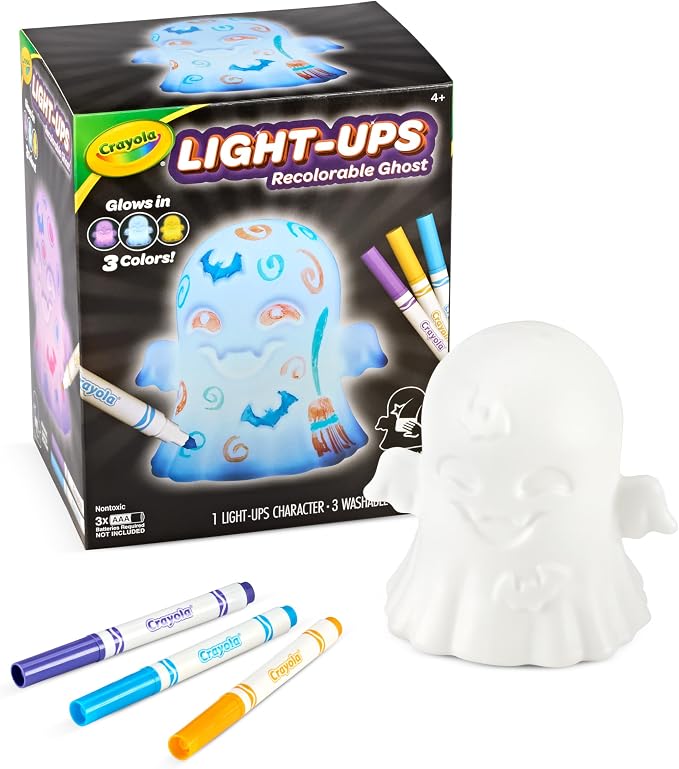 Crayola Light-Ups Ghost, Reusable Coloring Light Up Halloween Toy for Kids - skull painting