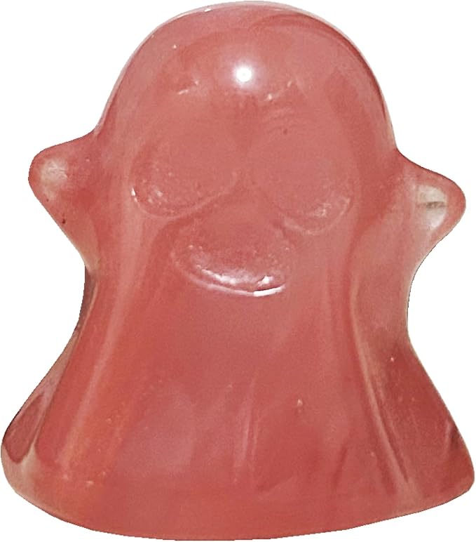 Cherry Quartz Robe Ghost Statue,1.18 Inchs Hand Carved Gemstone Crystal Stone Reiki Healing Halloween Party Decorations - skull figurine