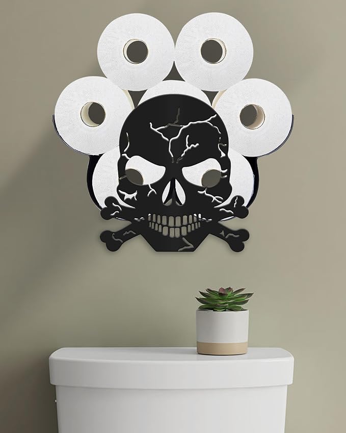 Skull Toilet Paper Holder, Wall Mounted Toilet Paper Storage