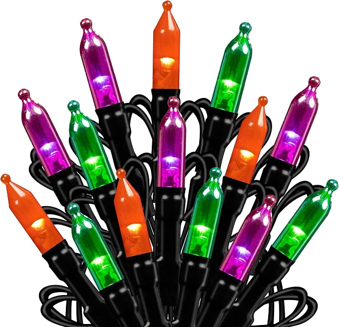 Dazzle Bright 200 LED Halloween Mini String Lights, 65 FT Connectable Waterproof 8 Modes Fairy Lights for Indoor Outdoor Patio Garden Holiday Party Decorations (Purple & Orange & Green) - string light