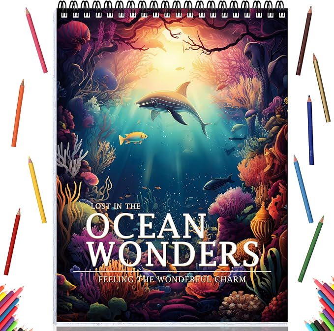 Ocean Coloring Books for Adult Coloring Book for Women Spiral Bound Page One Sided Design Gifts Arts and Crafts for Women to Relax, Anxiety and Depression 30 Colorful Coloring Pages of Ocean Wonders - sugar skull book