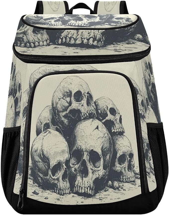 Cooler Backpack Insulated Waterproof Leak Proof Beach Cooler Bag Lightweight Lunch Picnic Camping Backpack Cooler for Men and Women - skull backpack