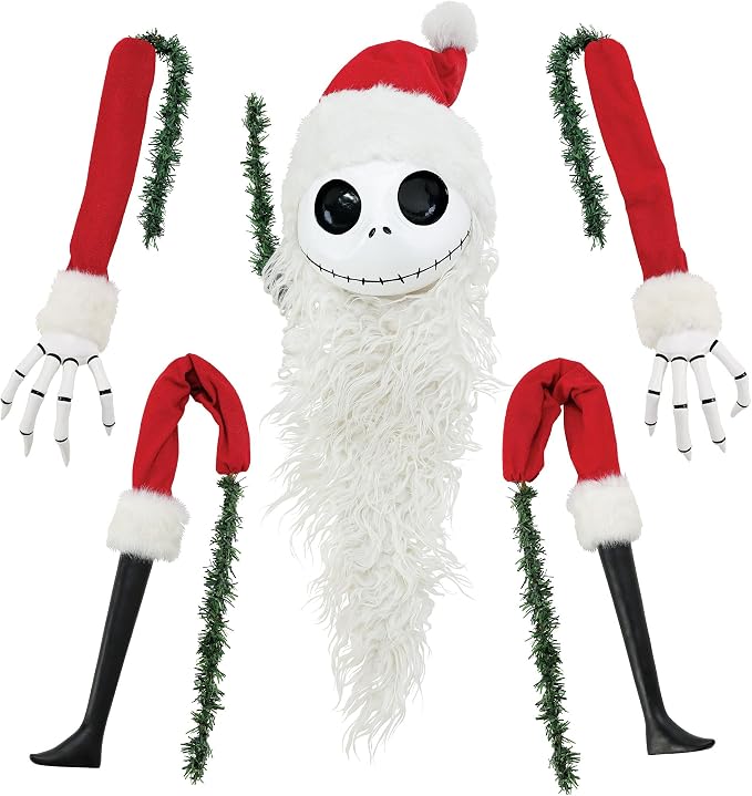 Department 56 Possible Dreams Disney the Nightmare Before Christmas Santa Jack Tree Topper Set, 12 Inch, Multicolor - skeleton