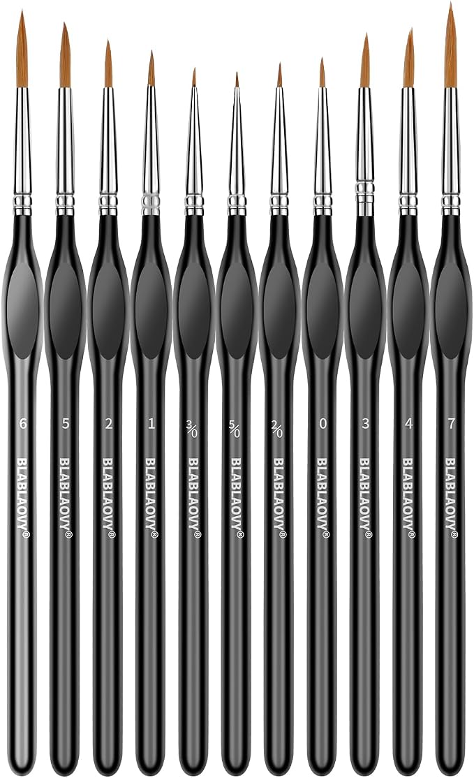11 Pcs Detail Paint Brushes with Triangular Handles for Acrylic, Model, Art - skull painting