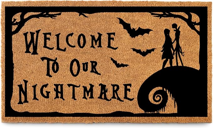 Nightmare Christmas Door Mat 30x17 Inch, Jack Door Mat, Coir Welcome Mat - skull floor mat