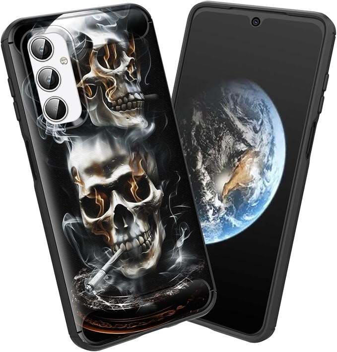 for Galaxy A15 5G Case,Soft TPU Slim Fashion Anti-Fingerprint Non-Slip Protective Phone Case Cover for Samsung Galaxy A15 5G 6.5 inch 2024,Smoking Skull - Skull phone case