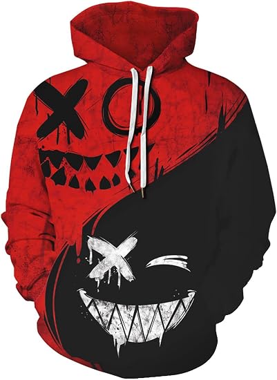 Men's Graphic Pullover Hoodie, Men 3D Print Novelty Sweatshirt - skull hoodie