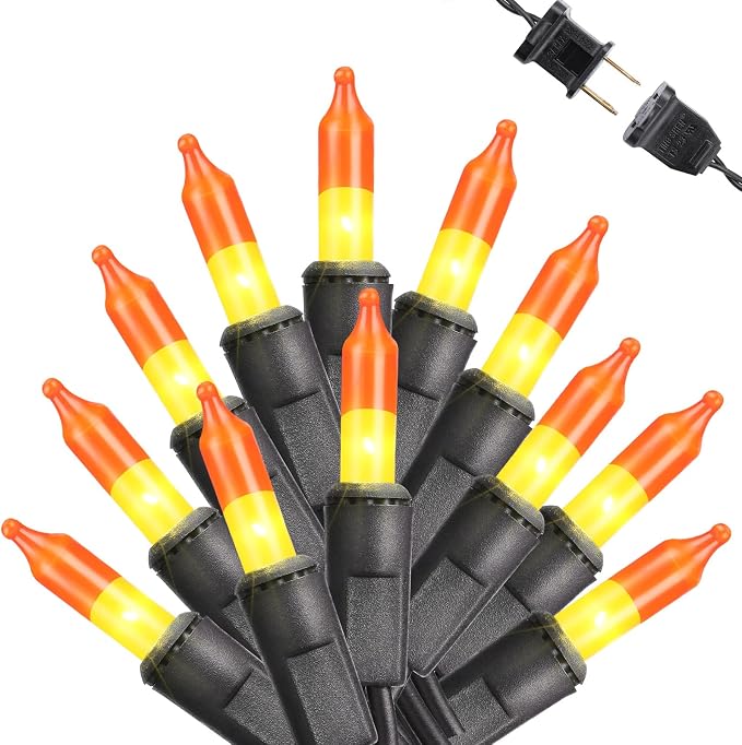 Toodour Candy Corn Halloween Lights, 12.5ft 50 Count Incandescent Lights - string light