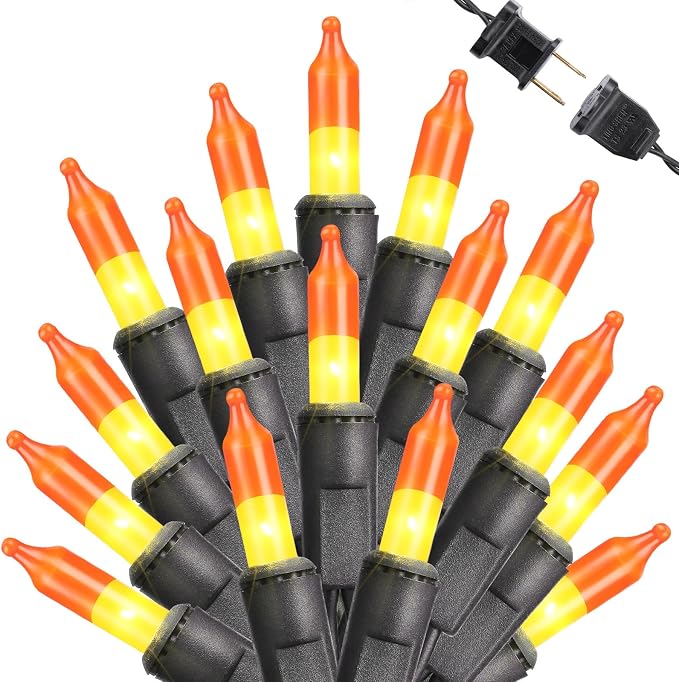 Toodour Candy Corn Halloween Lights, 25ft 100 Count Incandescent Lights - string light