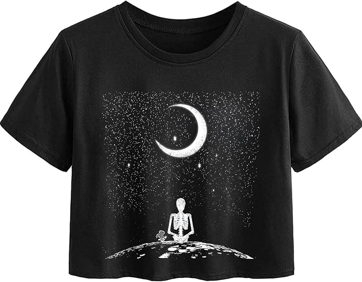 Avanova Women's Sun Graphic Tee Short Sleeve Crewneck Crop Tops Summer Casual T Shirt - skull tank tops