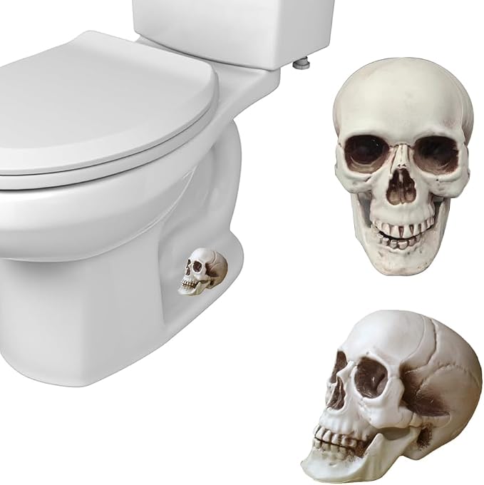 2Pack Skull Toilet Bolt Caps,Toilet Bolt Covers Decorative,Fun Skull Toilet Bolt Covers，Universal Toilet Bolt Caps Toilet Caps for Bottom of Toilet (Plastic Skull), SKNGC-18 - skull toilet mat
