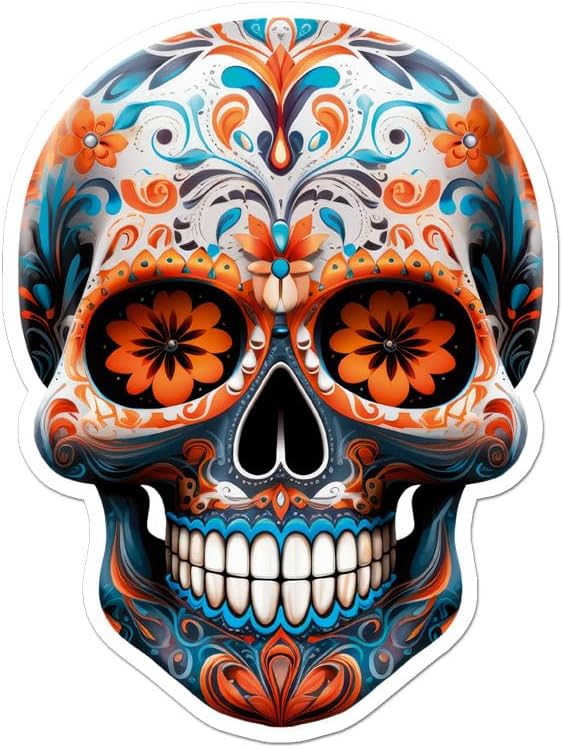 Sugar Skull Vinyl Decal Sticker- 7.75" x 5.75" - skull sticker