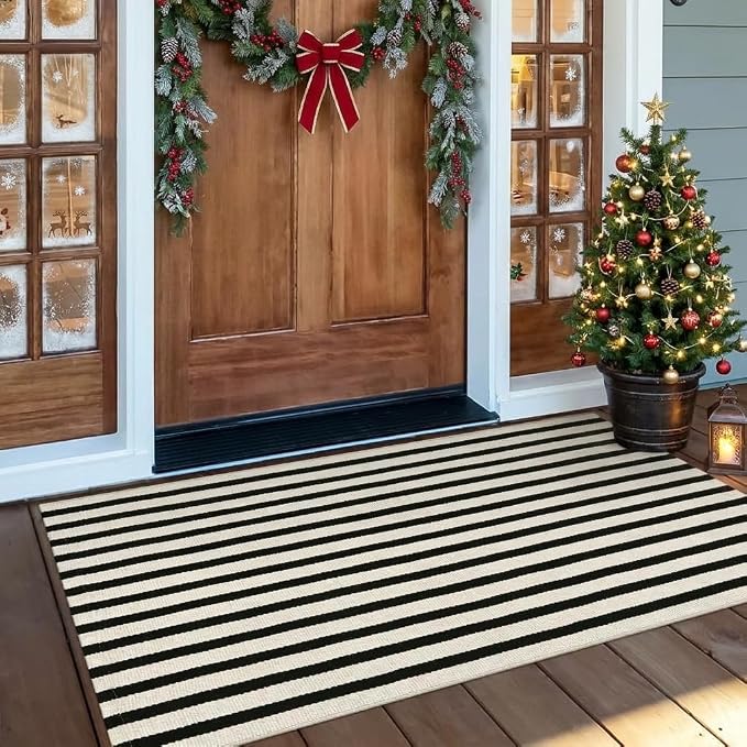 Christmas Front Door Mat Outside Entrance 24"x51" Outdoor Porch Rug - skull floor mat