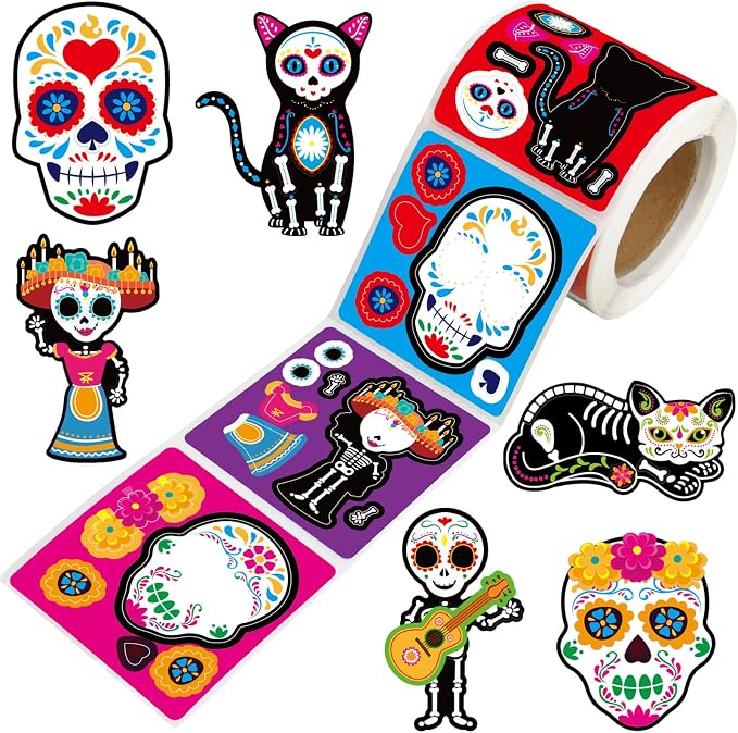 Ceiba Tree Day of Dead Stickers for Kids - skull sticker