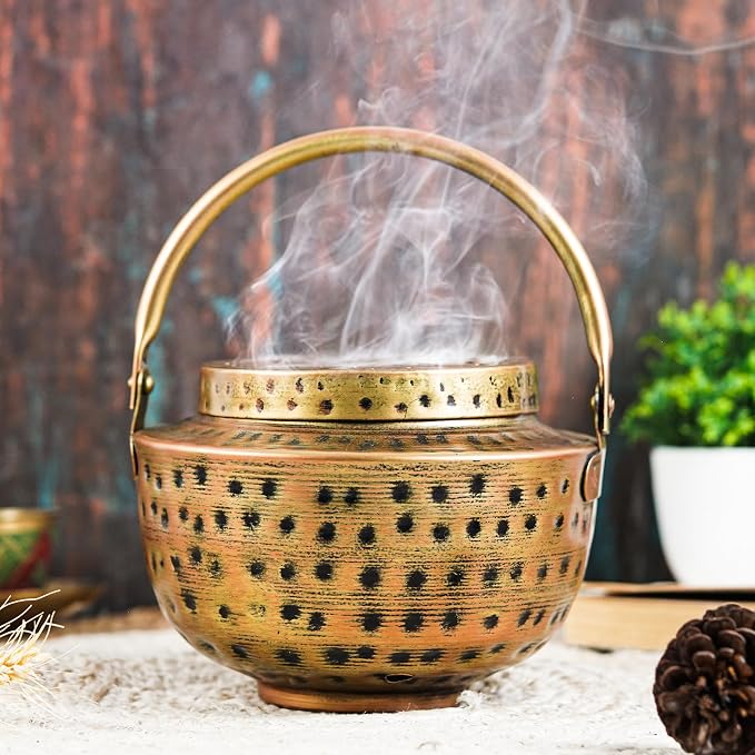 Hand Hammered Charcoal Resin Cone Incense Burner for Bohemian Boho Décor, Meditation Spiritual Yoga Décor, Vintage Antique Décor, New House Warming Gifts for Mom’s, Women, Men! - skull incense burner