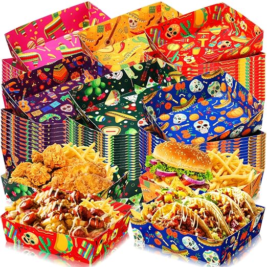 Harloon 36 Pack Day of the Dead 5 lb Nacho Food Trays, Vivid - skull plate